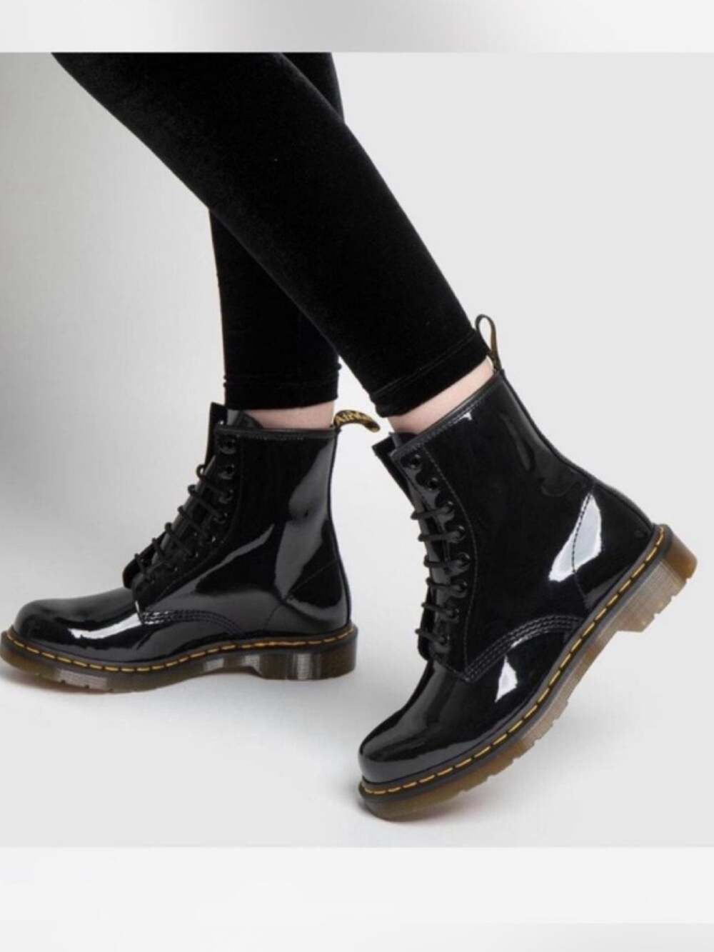 Dr. Martens Black Glossy Patent Leather 1460 Lace Up Boots